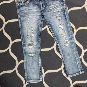 Rock Revival Light Blue Distressed Skinny Jeans